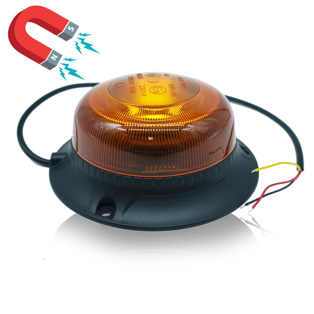 Girofar LED 18 mini portocaliu, simplu, magnetic sau cu montare pe țeavă 12V/24V