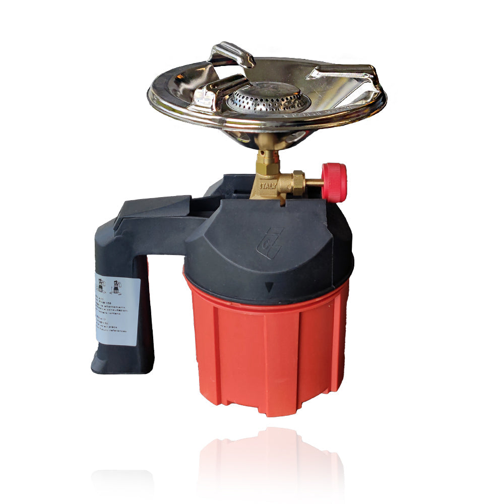 Arzător de camping pentru cartuș de gaz de 190 g cu corp din plastic