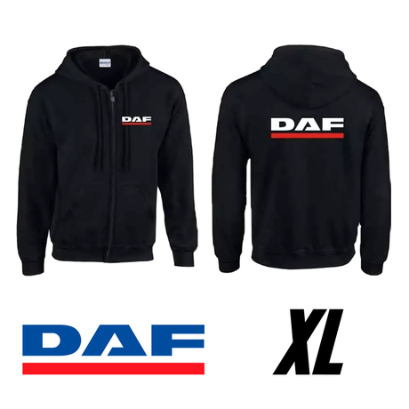 Hanorac negru cu glugă și logo DAF 