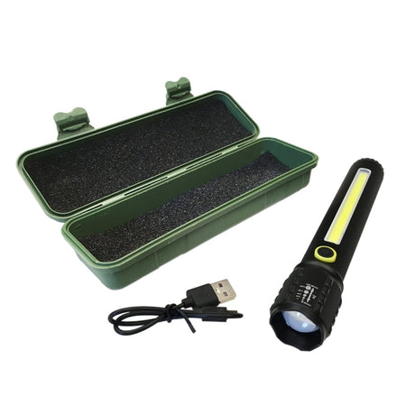 Lanternă reîncărcabilă cu bandă LED încorporată în tijă, focalizabilă 