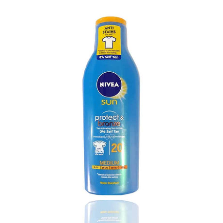 Loțiune plajă SPF 20, Nivea Sun Protect & Bronze Medium, 200 ml