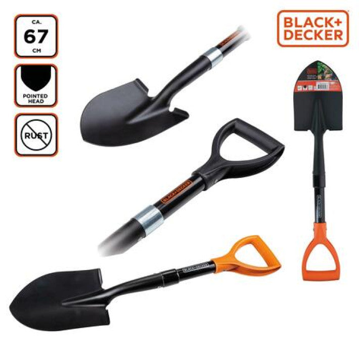 Lopată zapadă, auto sau grădină, Black+Decker, 67 cm 