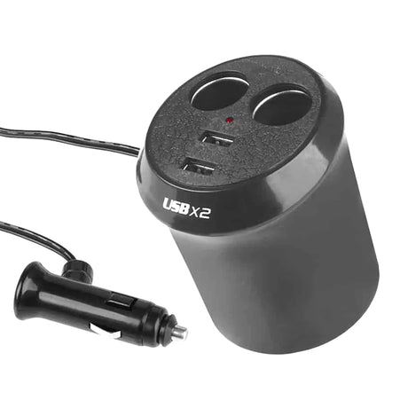 Distribuitor dublu pentru bricheta auto cu 2 ieșiri USB pentru suportul de pahare 