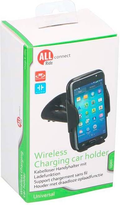 Suport auto telefon, ventuză, încărcător wireless, All Ride, 5W