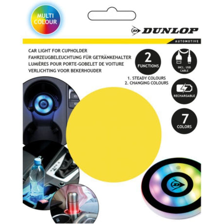 Iluminare pt. suport pahar auto, LED, 7 culori, Dunlop