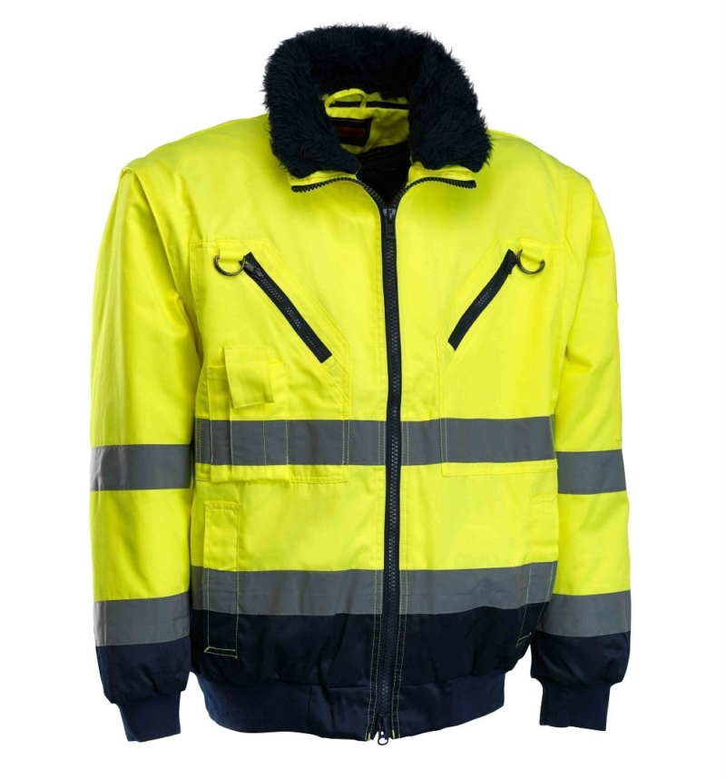 Jachetă de înaltă vizibilitate tip pilot galben-bleumarin 3în1 XL