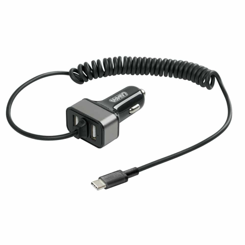 Szivargyújtós gyorstöltő 2x USB + USB C 6000mA 12/24V